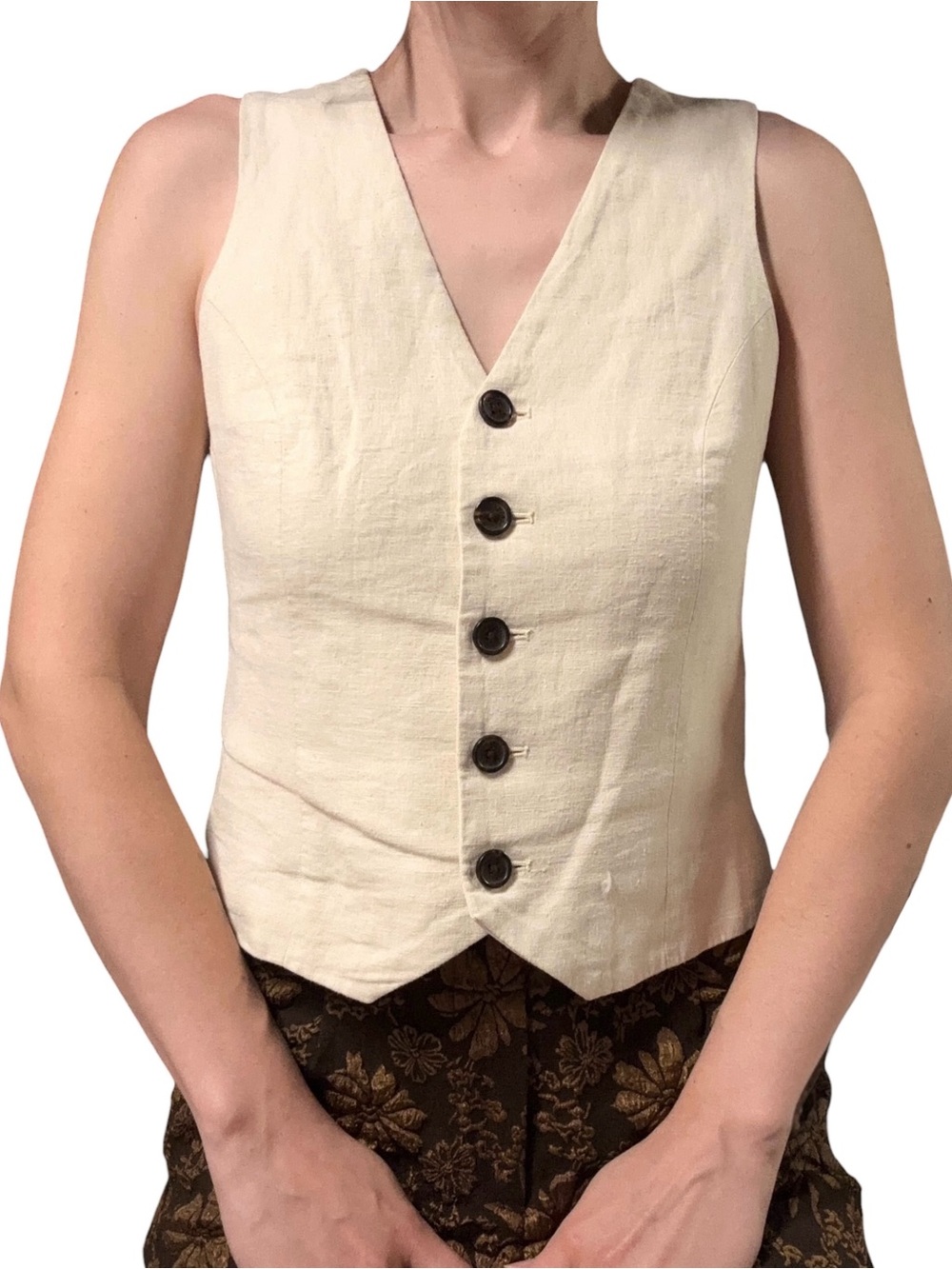 Worn Once! | J. Crew | Linen Blend Button Front Vest Top